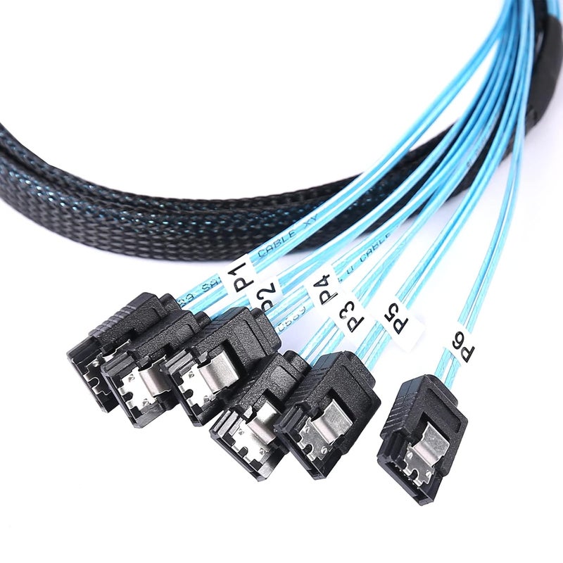 ADCAUDX SATA-III Cable:1M 6Pcs/Set 90-Degree SATA Right-Angle Cable Angled to Straight Bundled SAS 6Gbps Data Replacement for Server-Raid SDD HDD CD DVD Drives (3.3FT) - Image 5